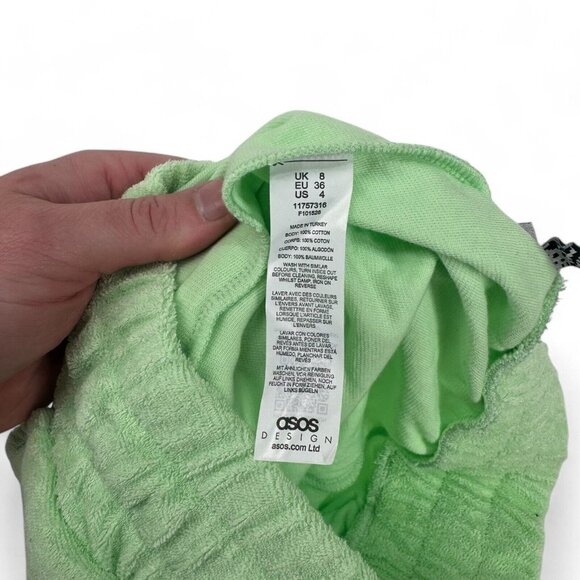 ASOS Design Women's Terrycloth High Rise Shorts Pockets Green Size 4 - Picture 4 of 4